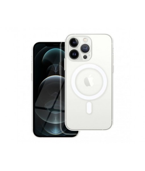 Husa Premium iPhone 13 Pro cu Protectie Camera, Hybrid MagSafe, Transparent
